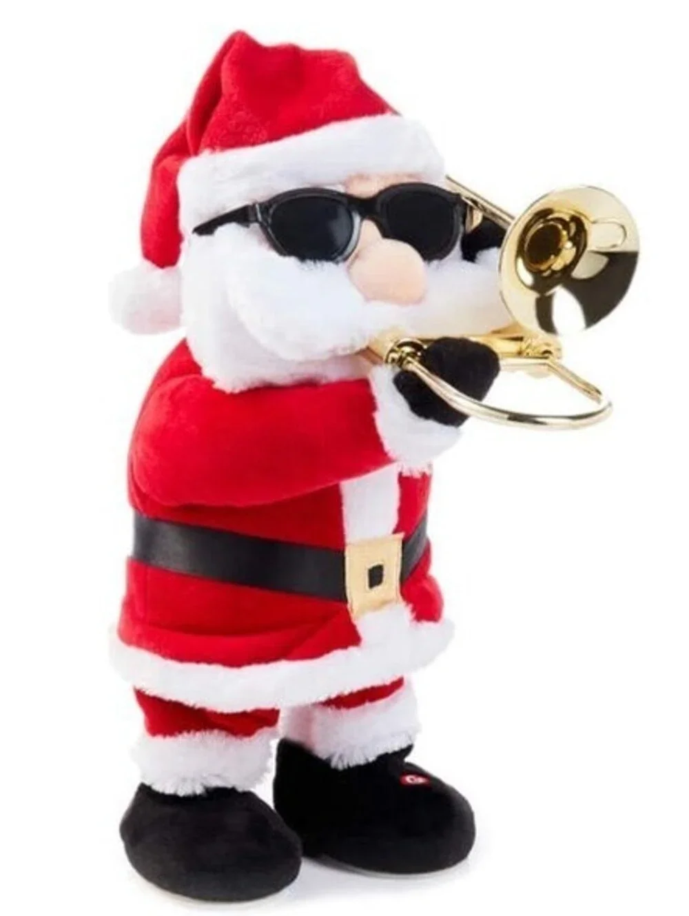 Animated Dancing Santa Claus Playing Trombone Plush Musical Holiday Decor Works